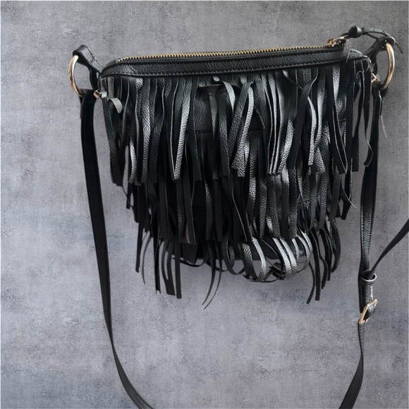Nine West Black Fringe Crossbody Bag - Picture 3 of 10
